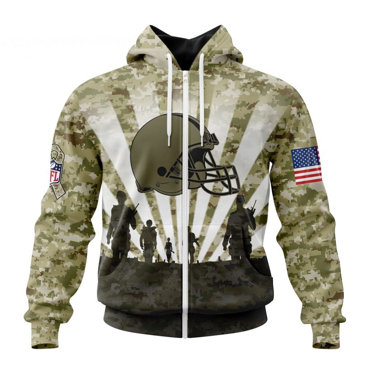 CLEVELAND BROWNS 3D HOODIE HONOR VETERANS