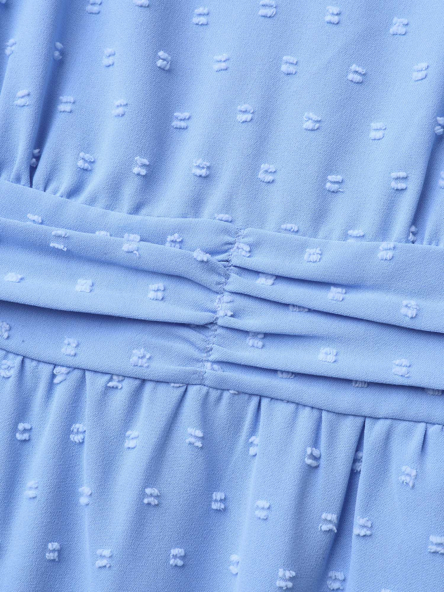 Textured Lace Sleeve Stretchy Waist Midi Dress