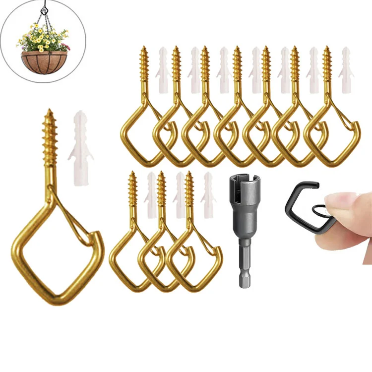 🎄🎅 Early Christmas Sale 50% OFF-10pcs Square Snap Hanging Hooks - Anti-Drop Bonsai Hooks with Safety Buckles for Christmas Rope String Lights