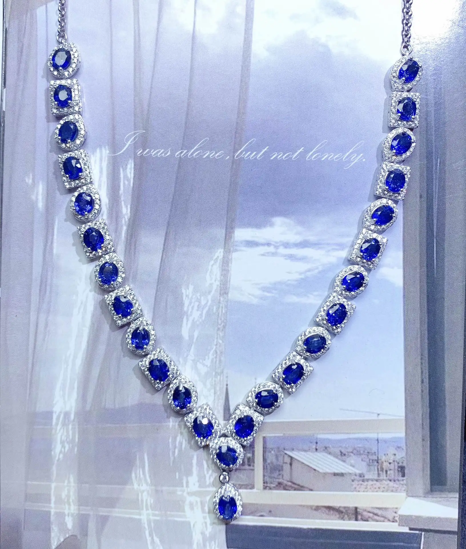 925 Sterling Silver Natural Sapphire Necklace Women's Gem 925 Silver Free Shipping Jewelry Certified Boutique can be customized