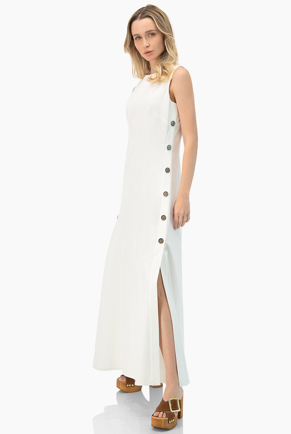 Vestido largo sin mangas blanco