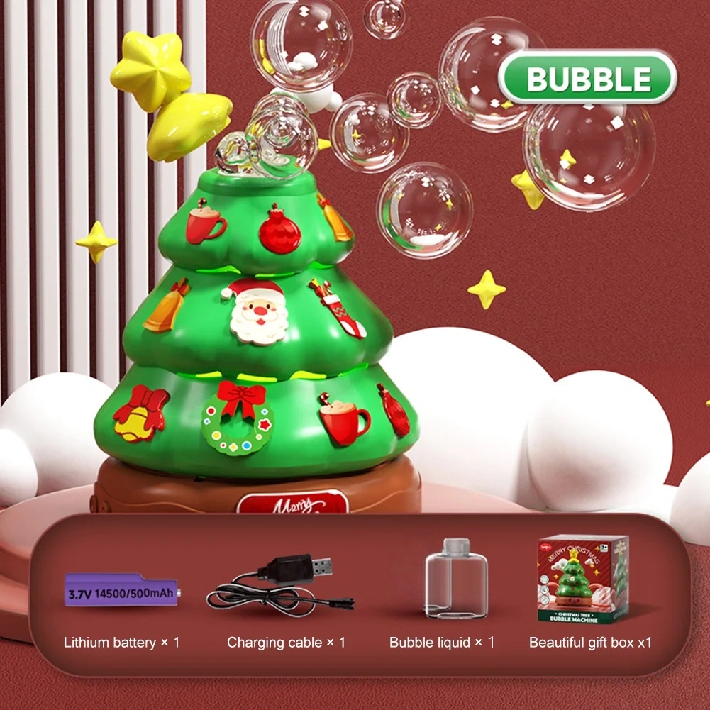 🎄Early Christmas Sale🔥Glowing Christmas Tree Bubble Machine with Music & Lights