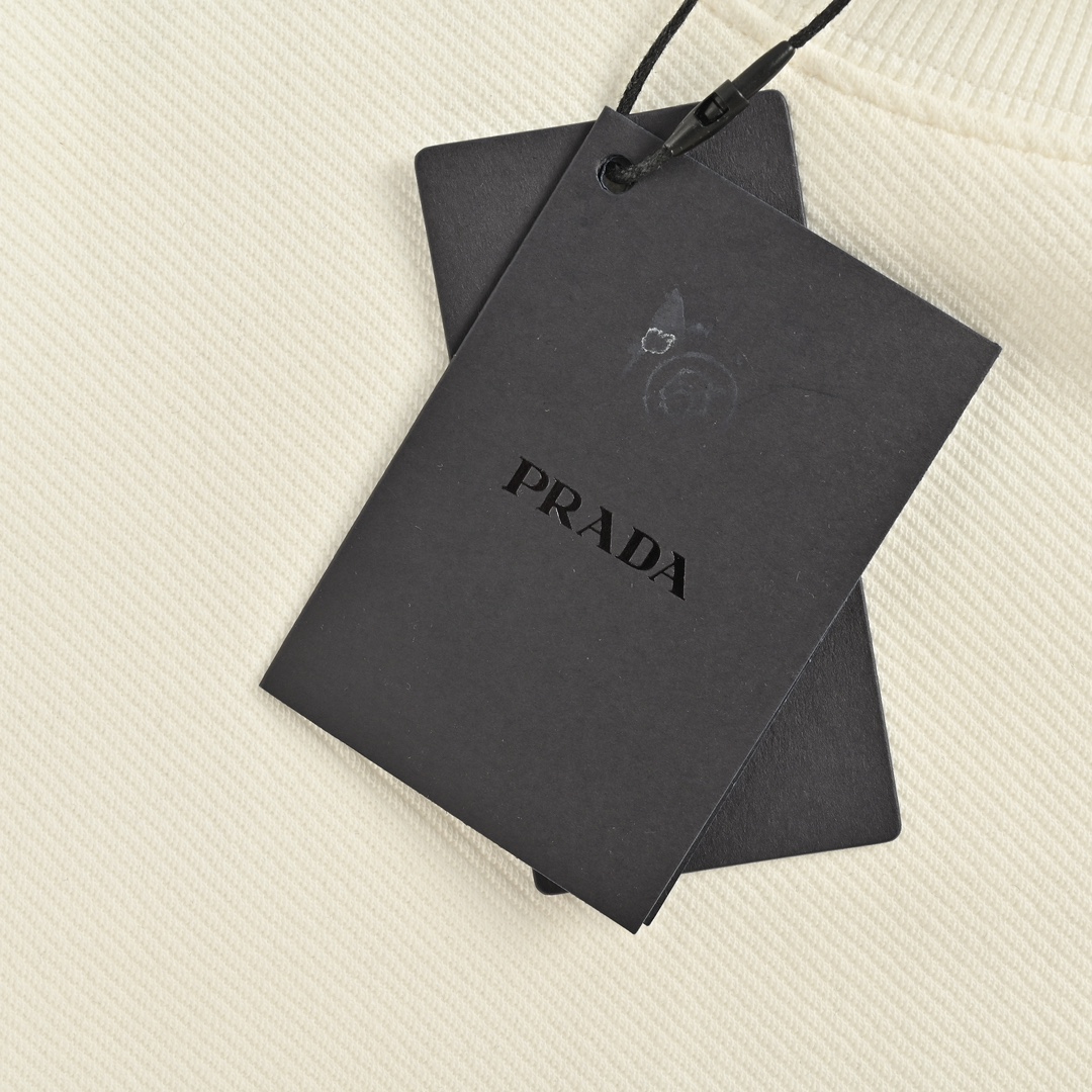 Prada 24Fw crew neck sweatshirt with side triangle logo