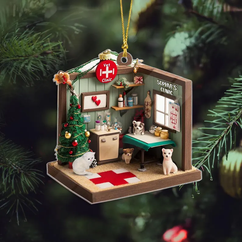 Personalized Dreamy Vet Clinic Acrylic Ornament