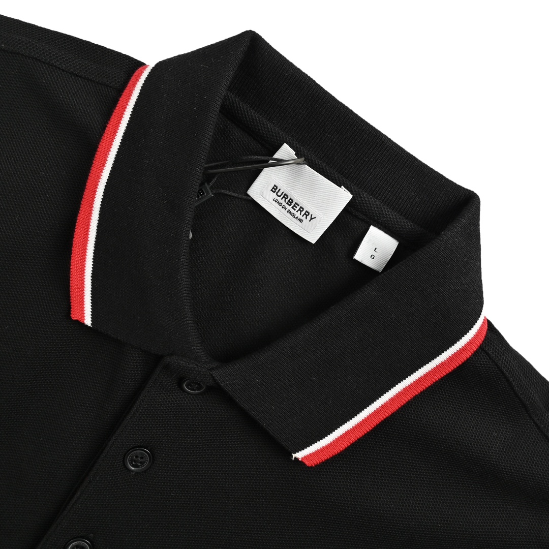 Burberry red and white striped TB letter logo embroidered short sleeves