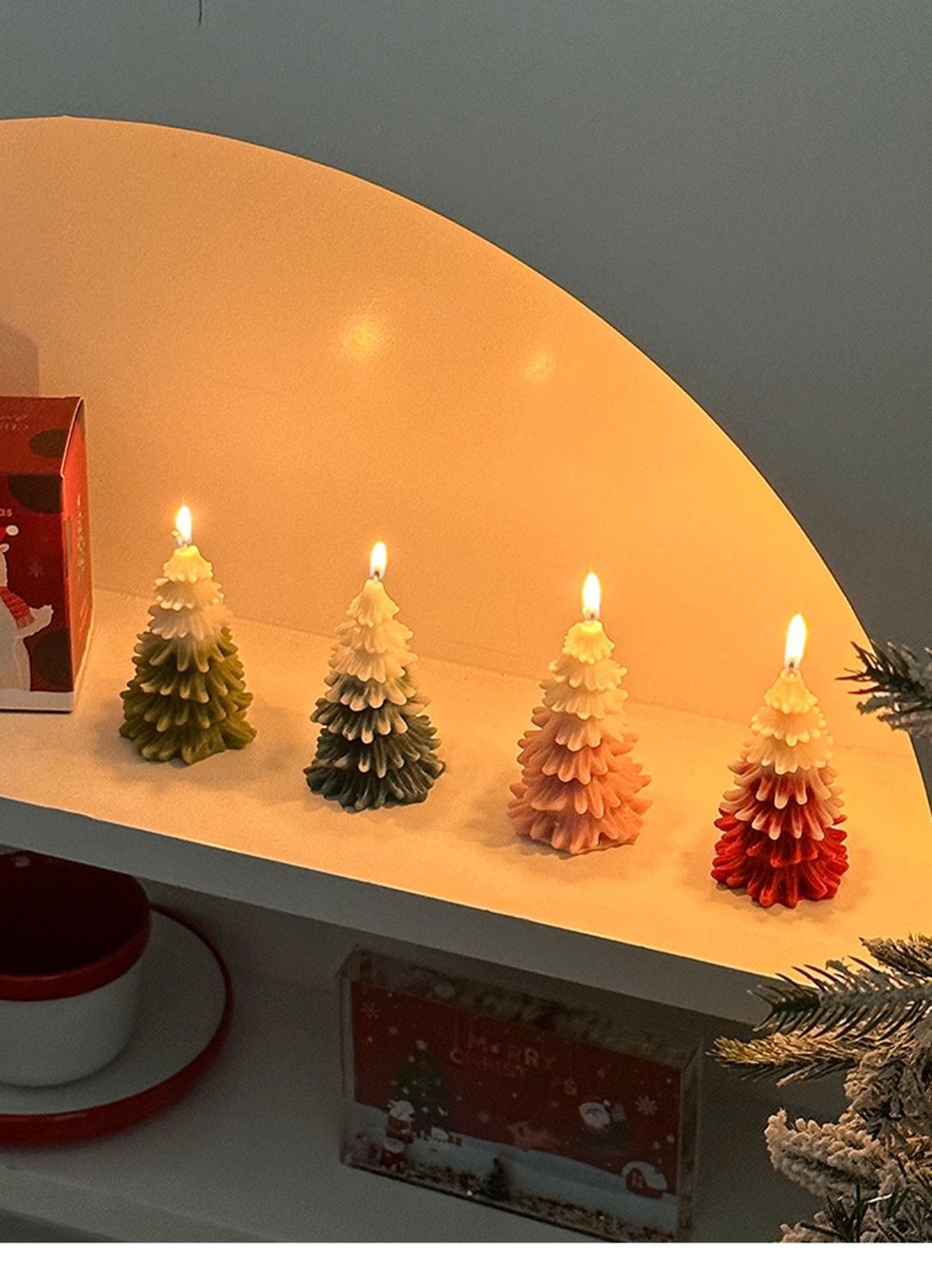 Christmas Atmosphere Desktop Decoration Small Ornaments Christmas Candles Christmas Tree Candlestick Creative Cute Small Gift