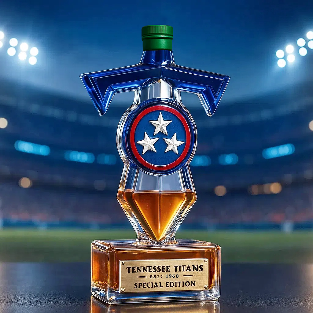⚔ Titans’ Valor, Poured in Gold — Tennessee Titans Whiskey Bottle