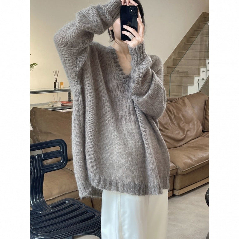 Mid-Length Women's Sweater for Early Autumn