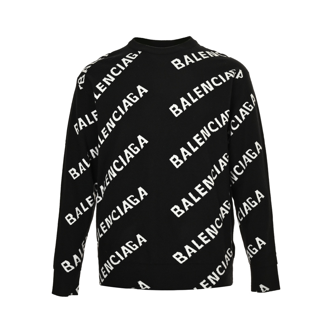 Balenciaga 24Fw jacquard lettering barrage sweater