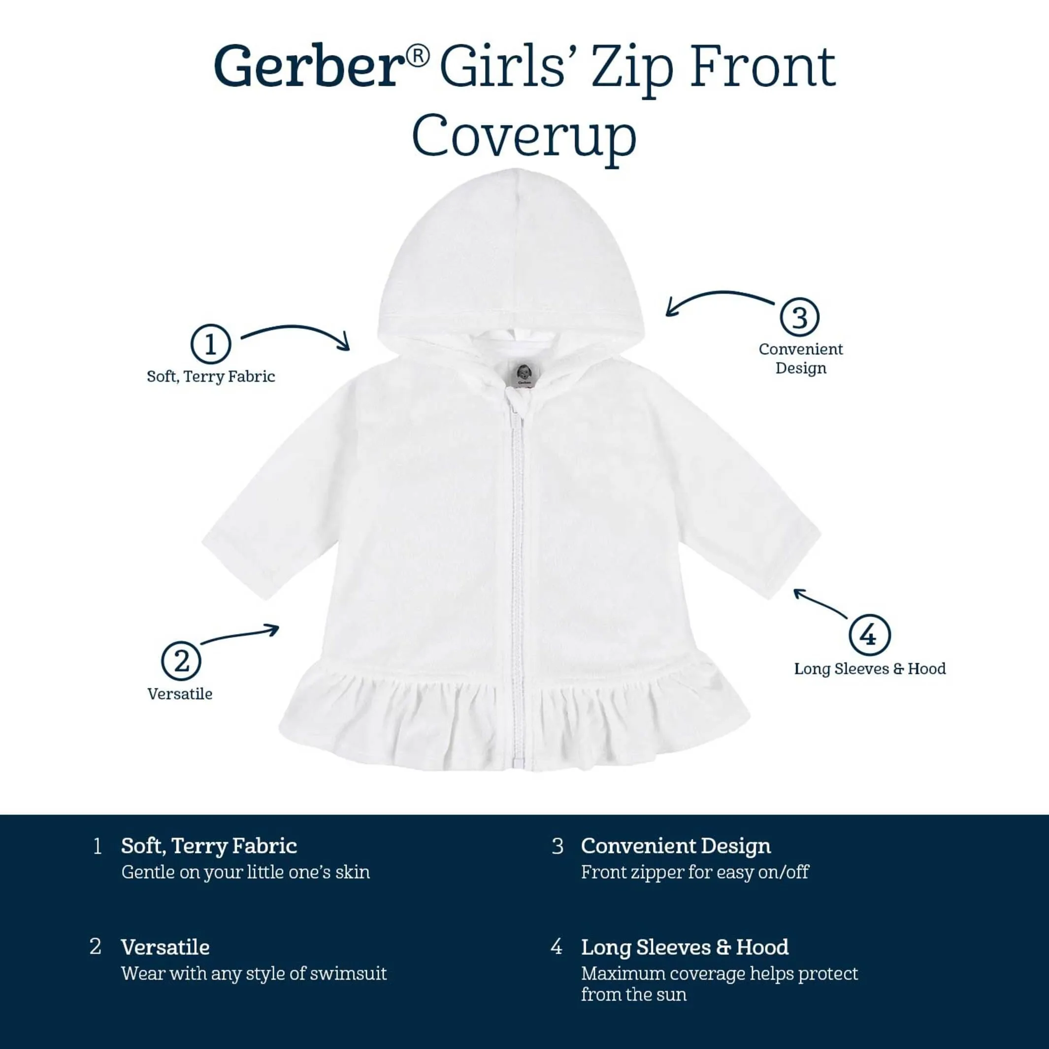 Baby & Toddler Girls Rainbow Hooded Zip Front Terry Coverup