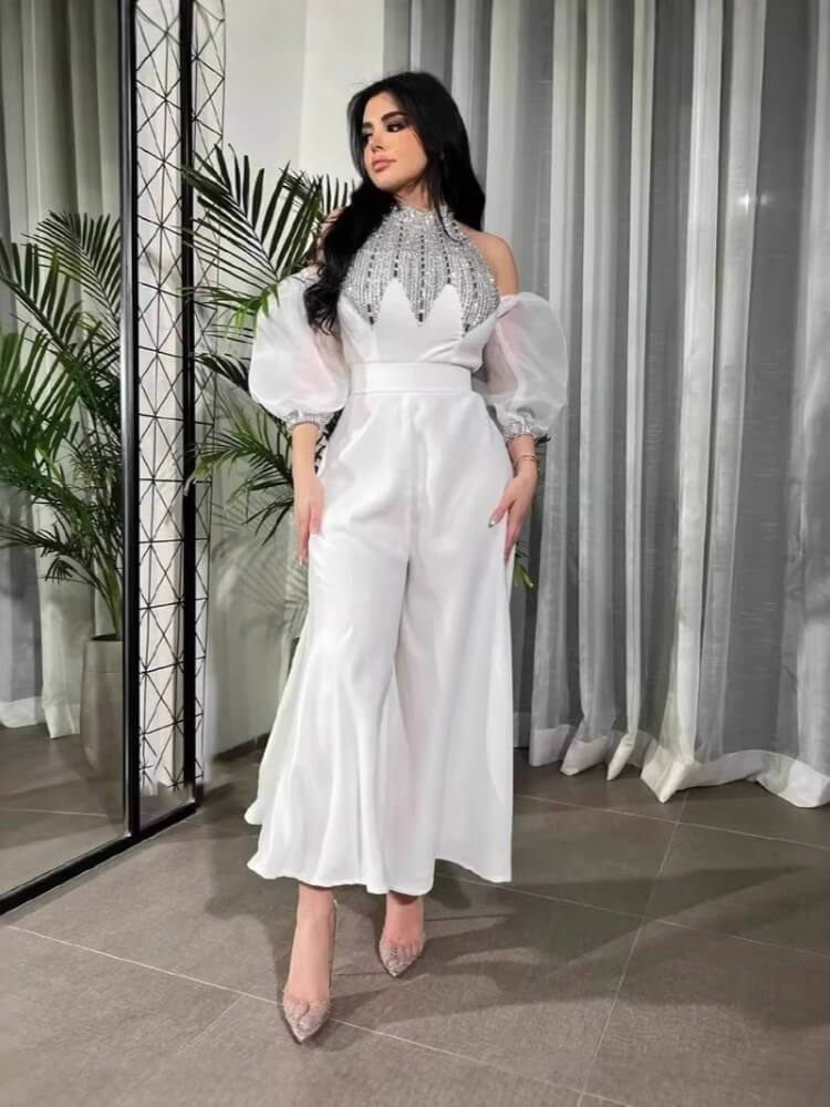Sequin Belted Pleated Jumpsuit