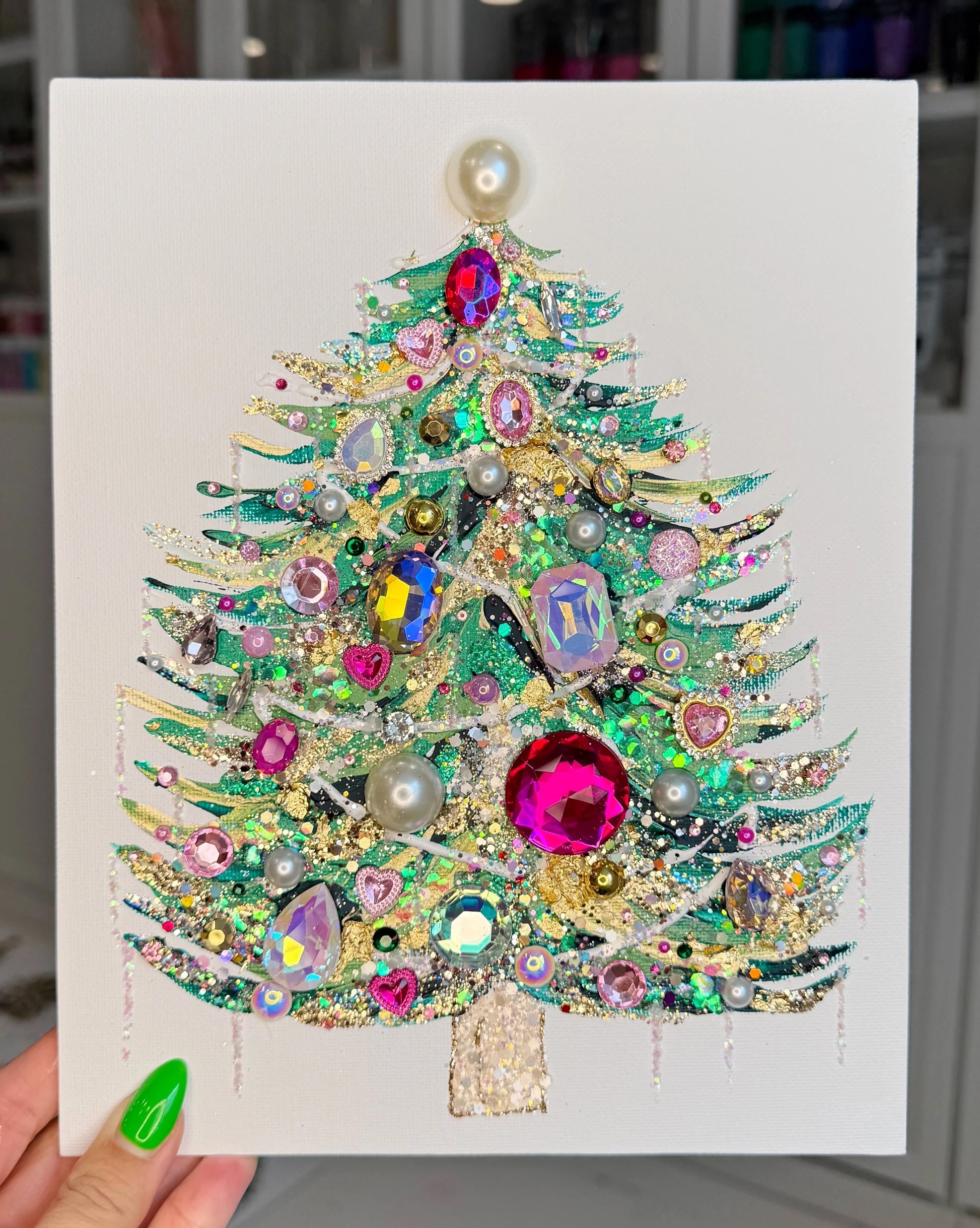 🎄Early Christmas Sale🎄Sparkling Jewelry Christmas Tree Painting