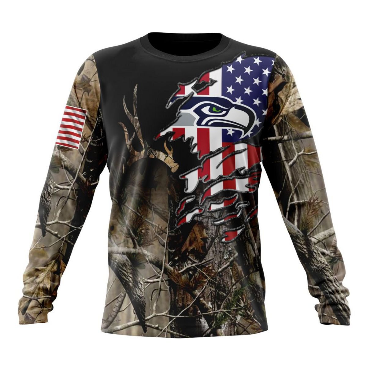 SEATTLE SEAHAWKS 3D HOODIE CAMO REALTREE HUNTING