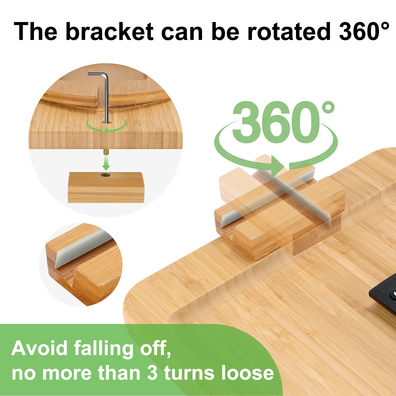 Foldable Couch Tray, Bamboo Sofa Clip on Side Table