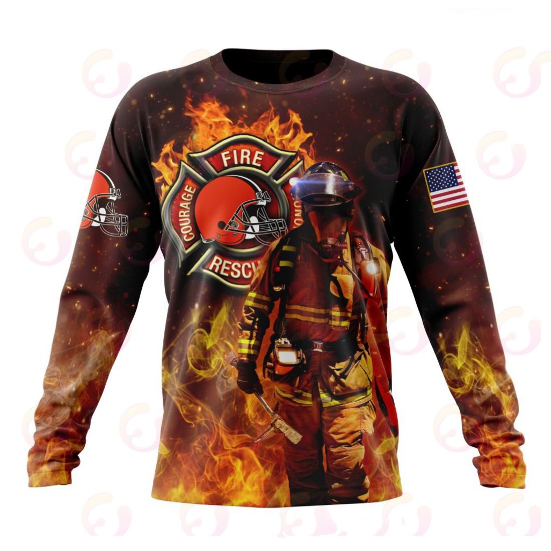 CLEVELAND BROWNS HONOR FIREFIGHTERS – FIRST RESPONDERS 3D HOODIE