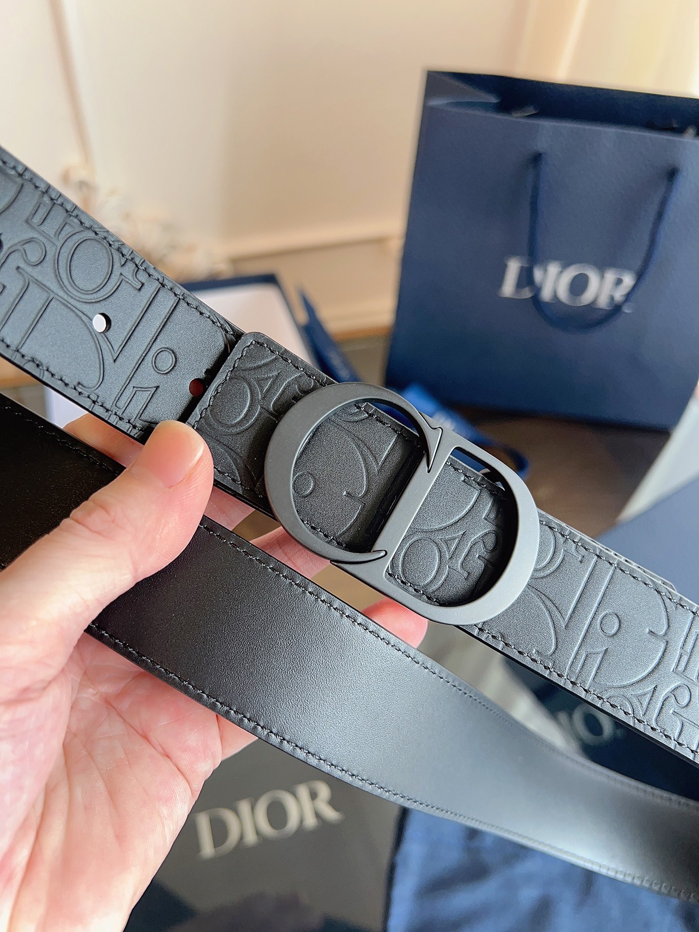 Dior printed full cowhide leather belt width 3.5CM
