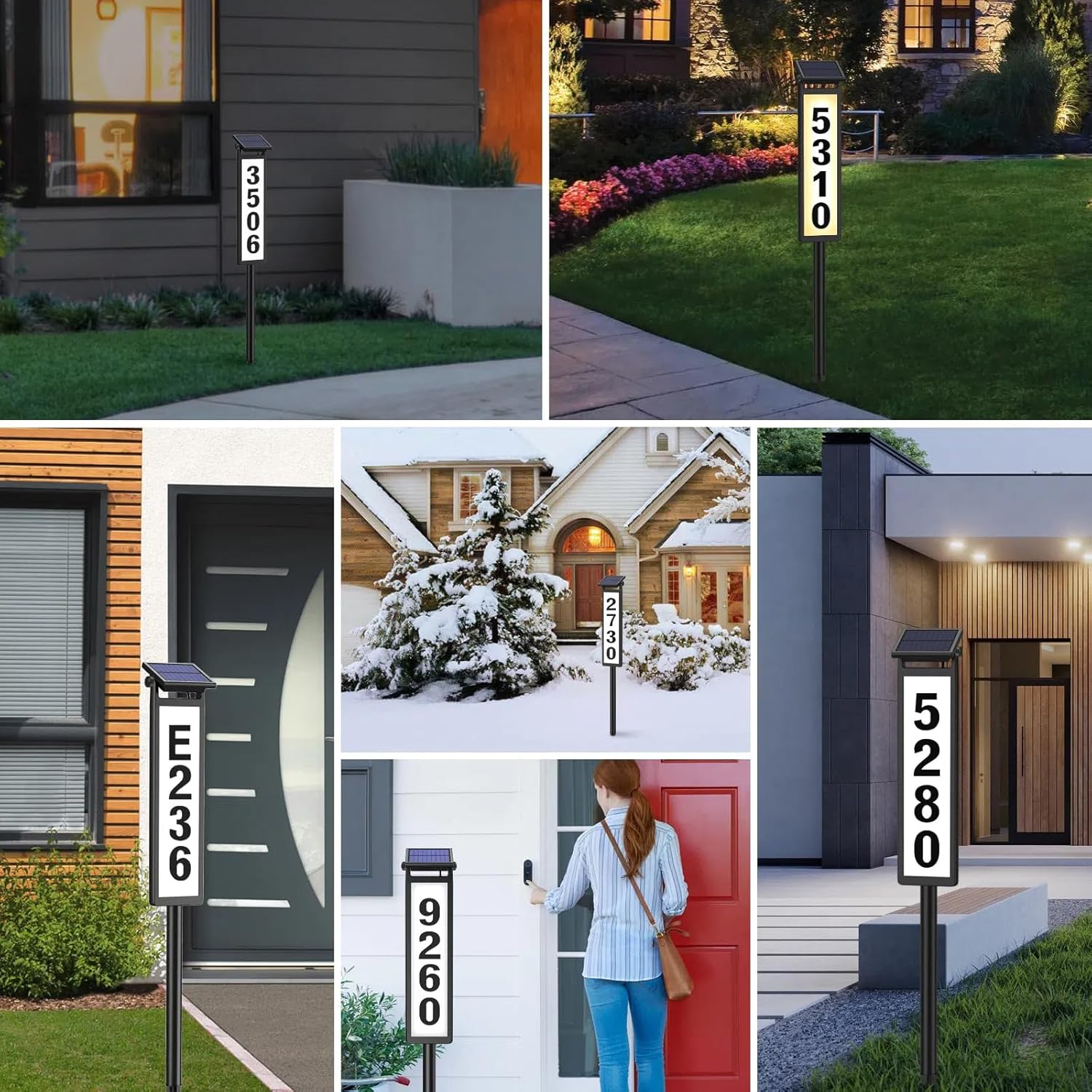 🔥ON SALE🔥Solar Light Address Sign - Lighted Address Plaque Outdoor Waterproof