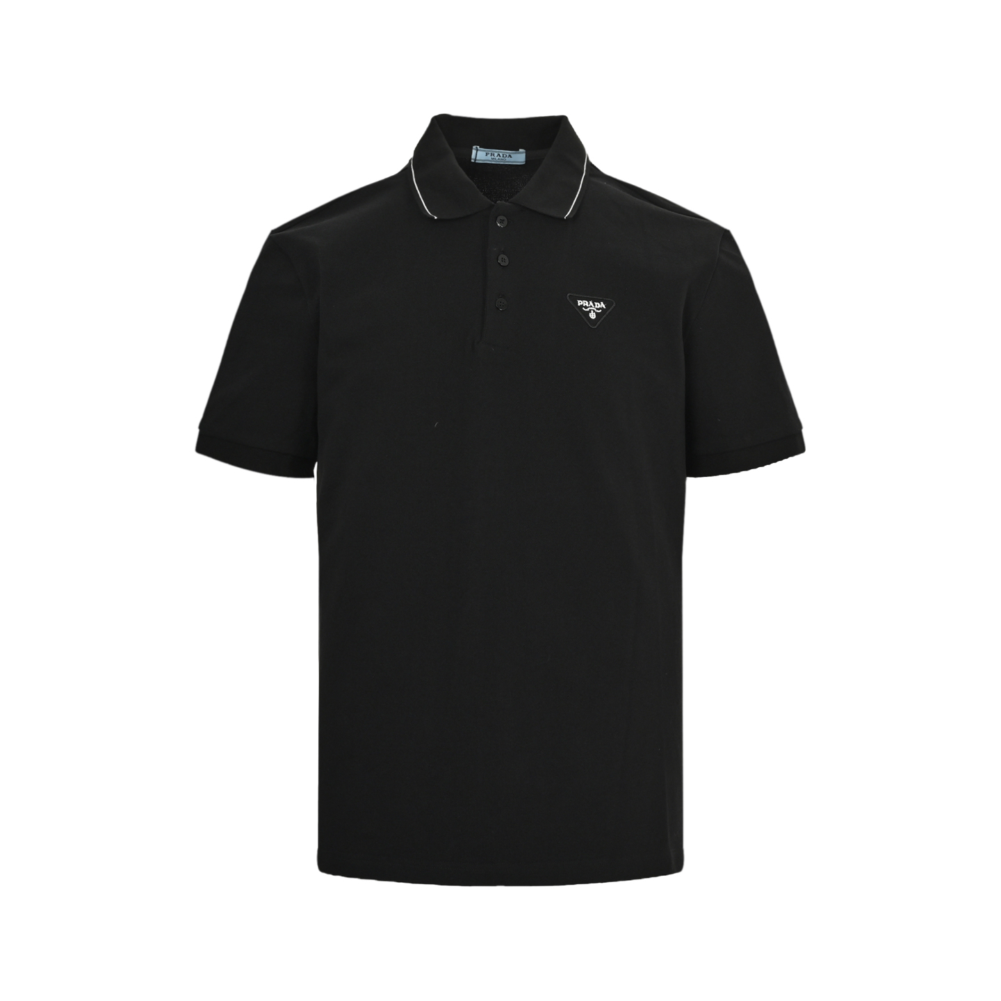 Prada 25ss Polo short sleeve with contrasting embroidery on the chest triangle logo