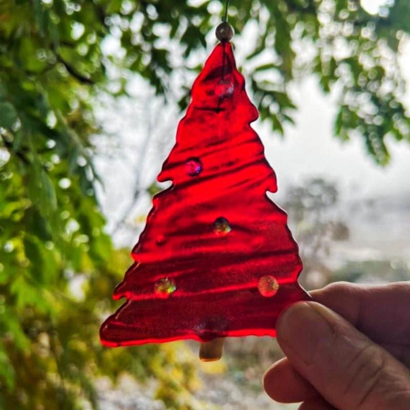 Fused Glass Christmas Tree Ornaments