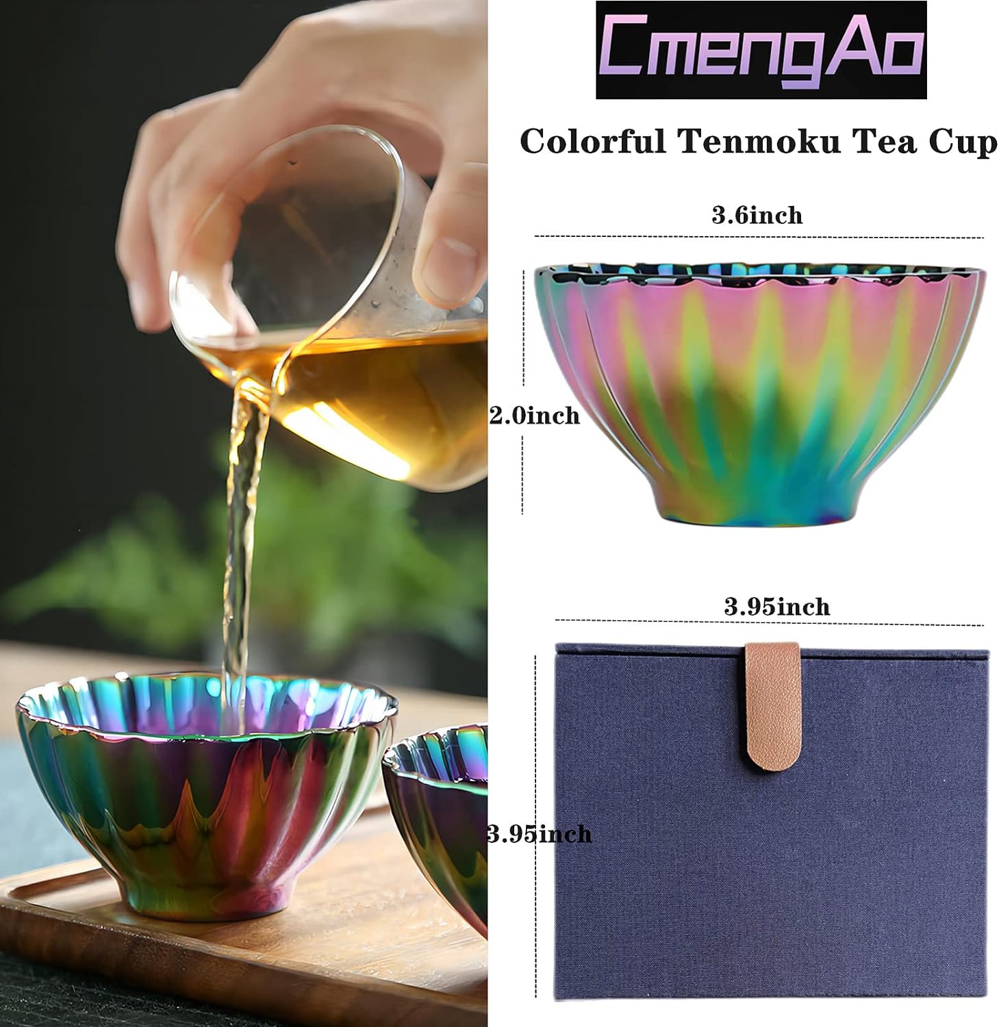 Colorful Tea Cup Glittering Personal Master Tea Cup, 5 oz