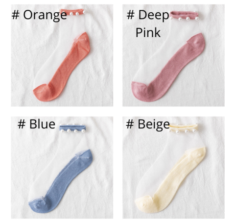 ( Last Day Promotions-50% OFF) Pearl Transparent Socks-Free Size Fit ALL Ldies and Girls