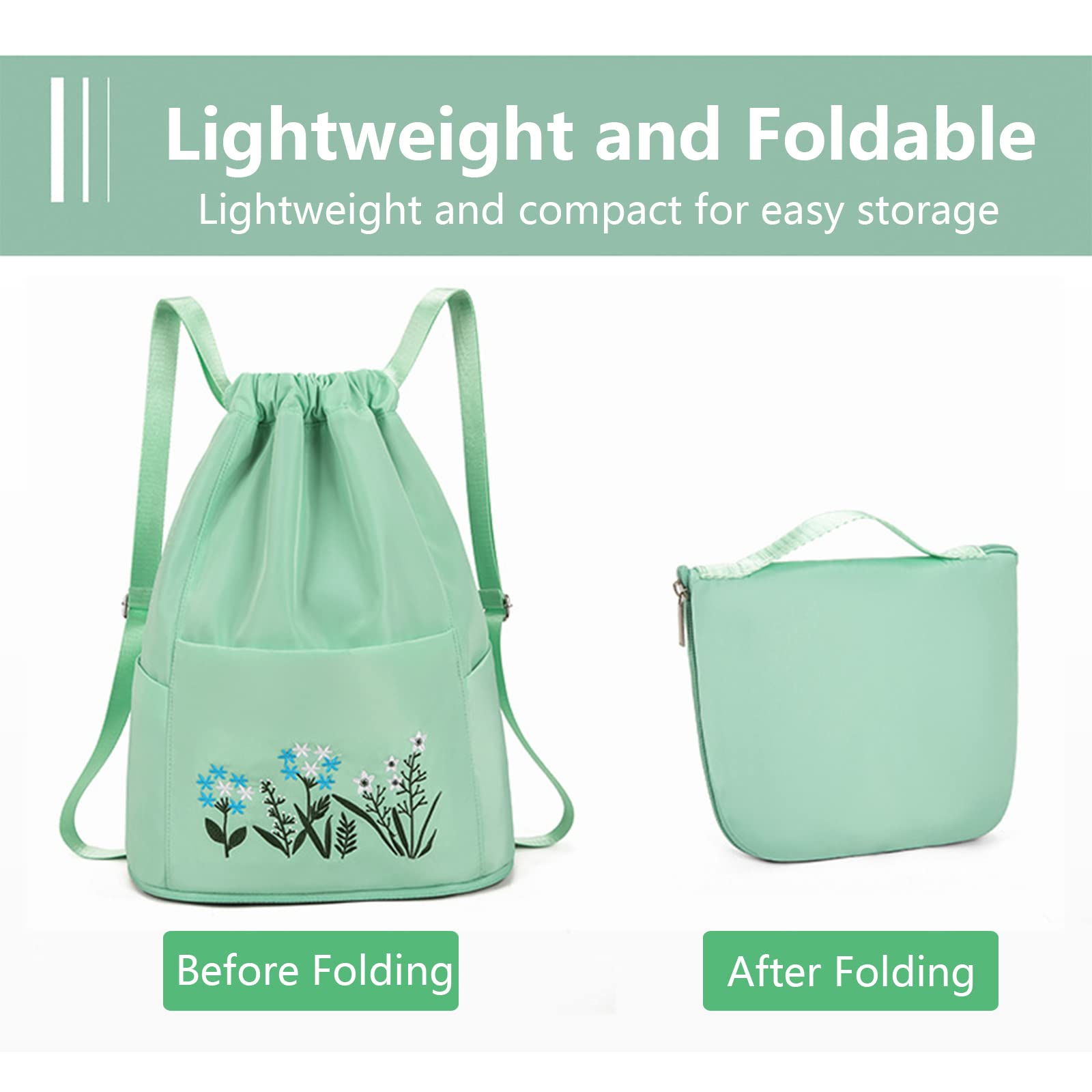 🔥Last Day-[SAVE 50% OFF]--Drawstring Foldable Embroidery Design Large Capacity Dry-wet Separation Travel Backpack-BUY 2 GET 10% OFF & FREE SHIPPING