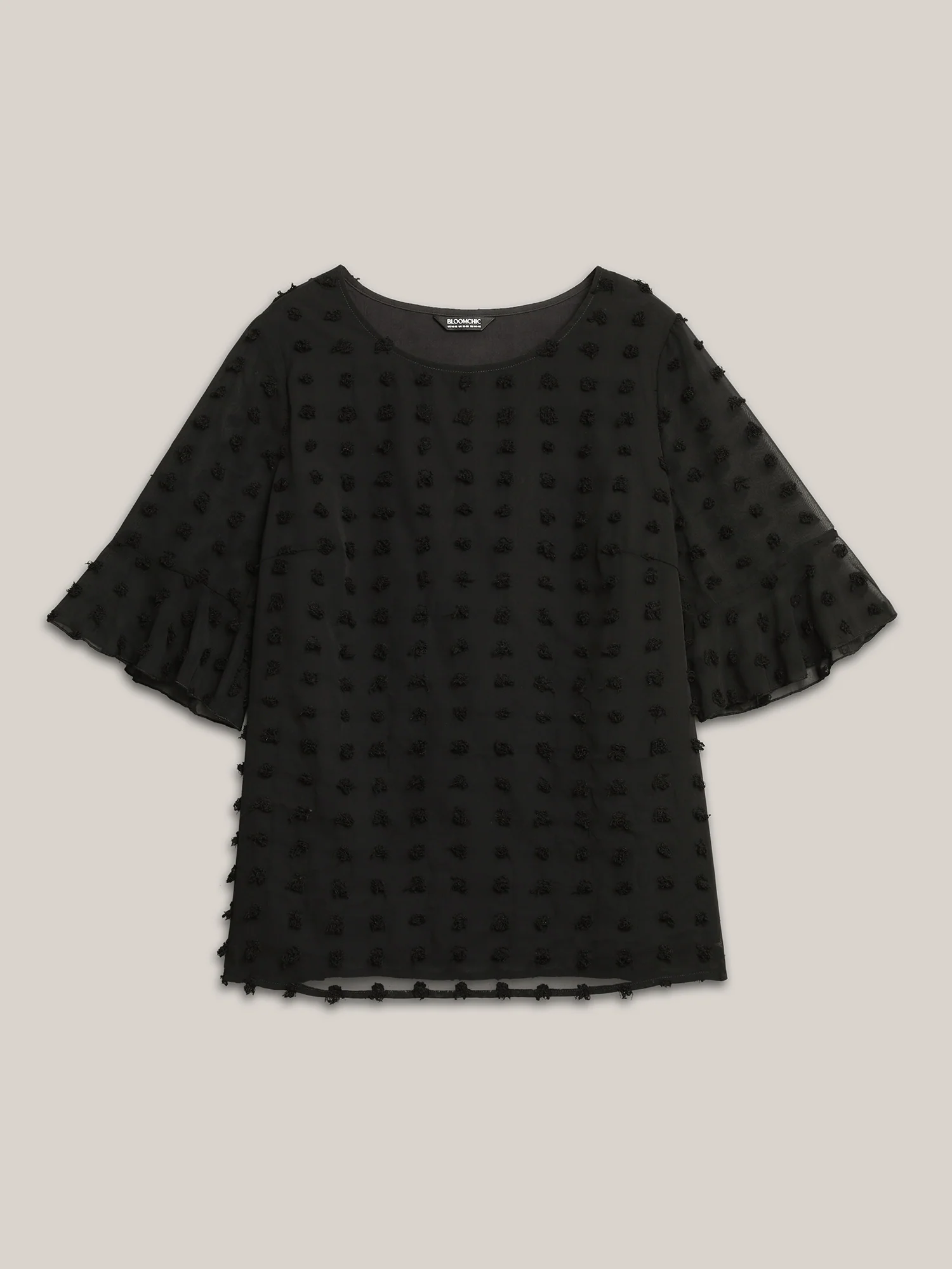 Chiffon Polka Dot Round Neck Shirt