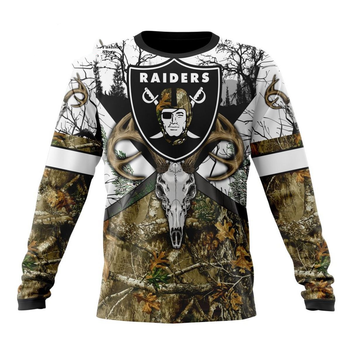 LAS VEGAS RAIDERS DEER SKULL AND FOREST 3D HOODIE