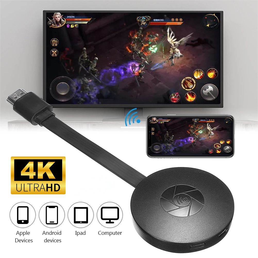 Wireless WiFi HDMI Dongle - 4K Ultra HD Mirroring Dongle Compatible with iOS/Android/Windows/MAC