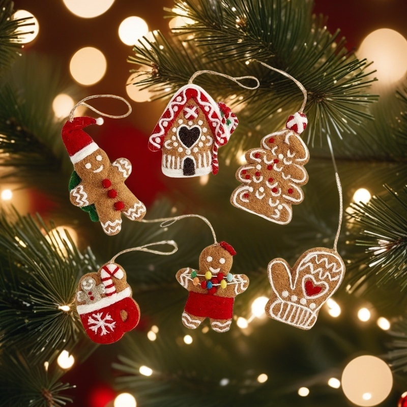 🎄Christmas Hot Sale 60% OFF🎄Gingerbread Felt Ornaments - Set of 6