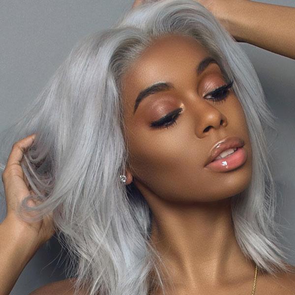 14”Platinum long front lace wig