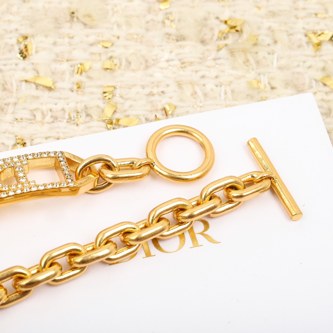 Dior hollow letter thick bracelet