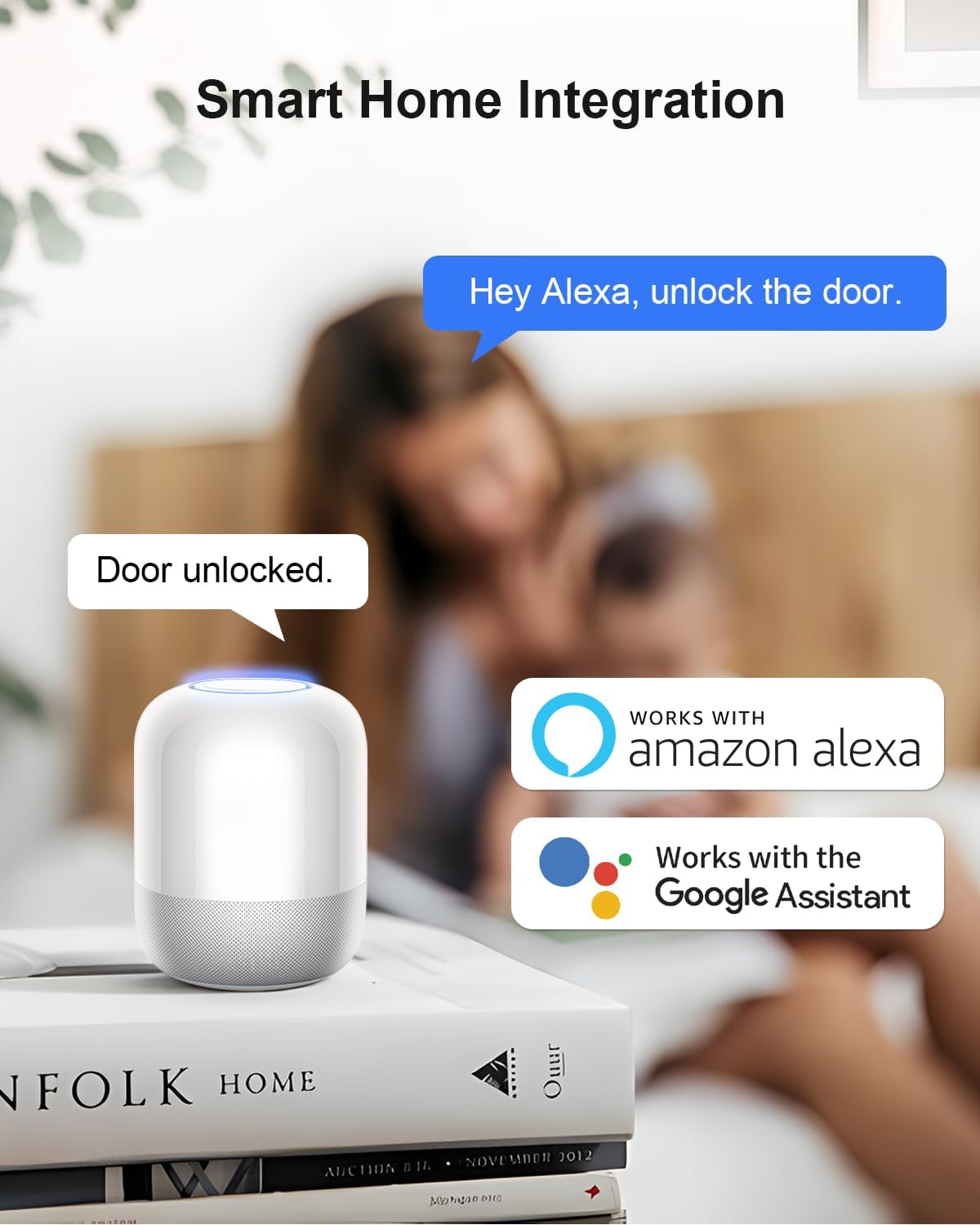 Wi-Fi Smart Door Lock, Built-in WiFi Keyless Entry Door Lock Deadbolt with APP Remote Control, No Hub Required Deadbolt Lock, Easy Installation for Front Door-Satin Nickel