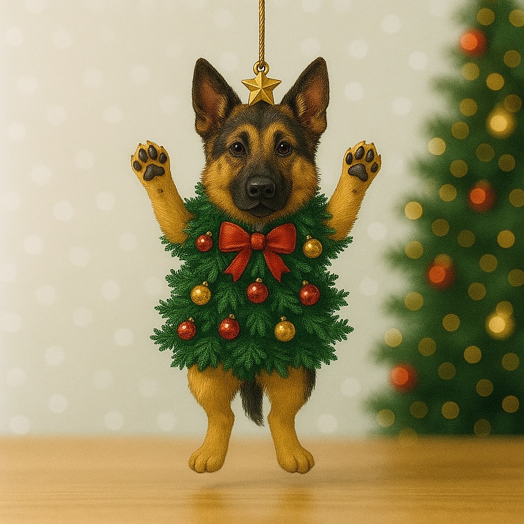 Puppy Tree Christmas Ornament