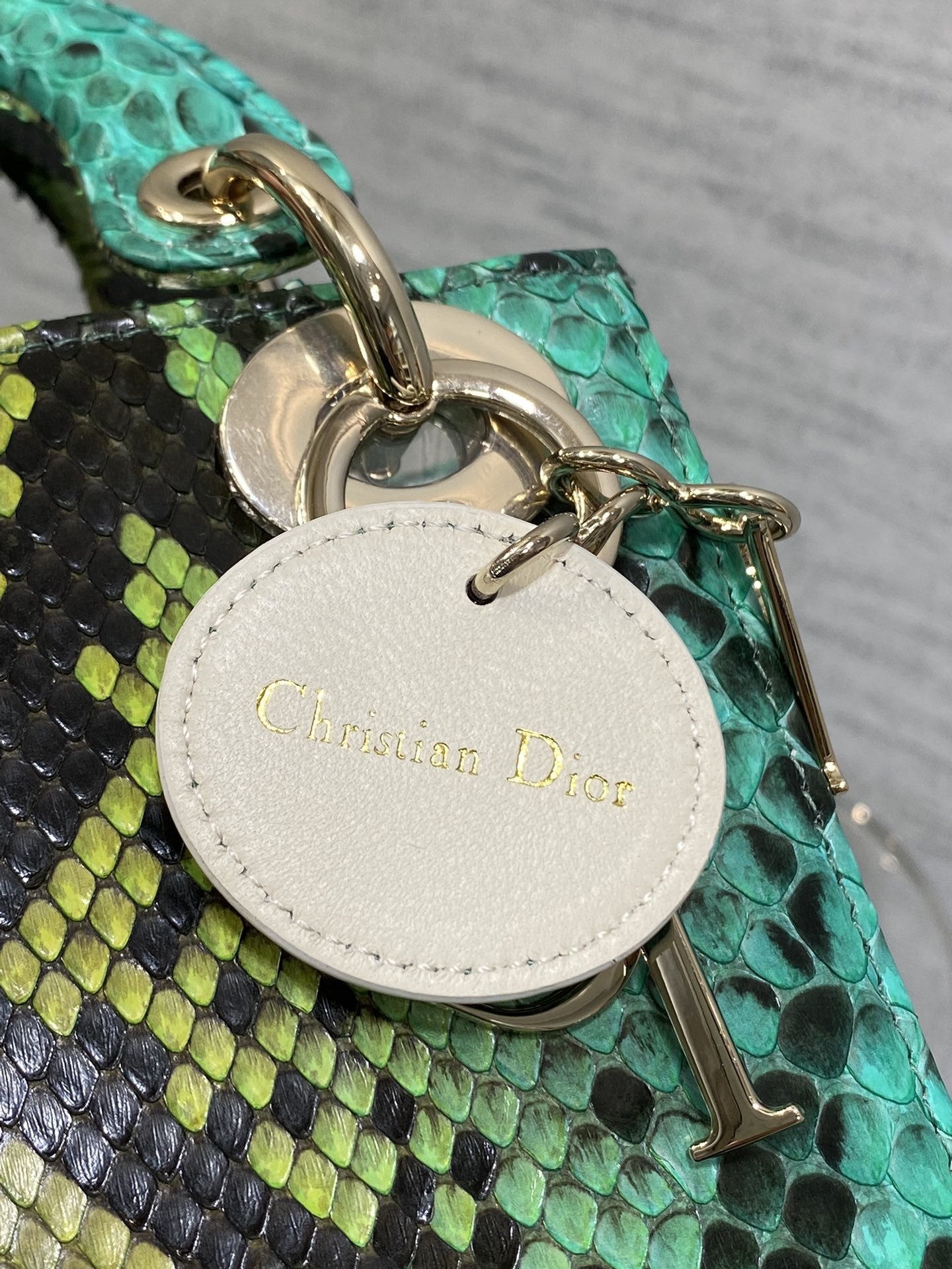 Dior Lady three-grid rare snakeskin Princess Diana bag