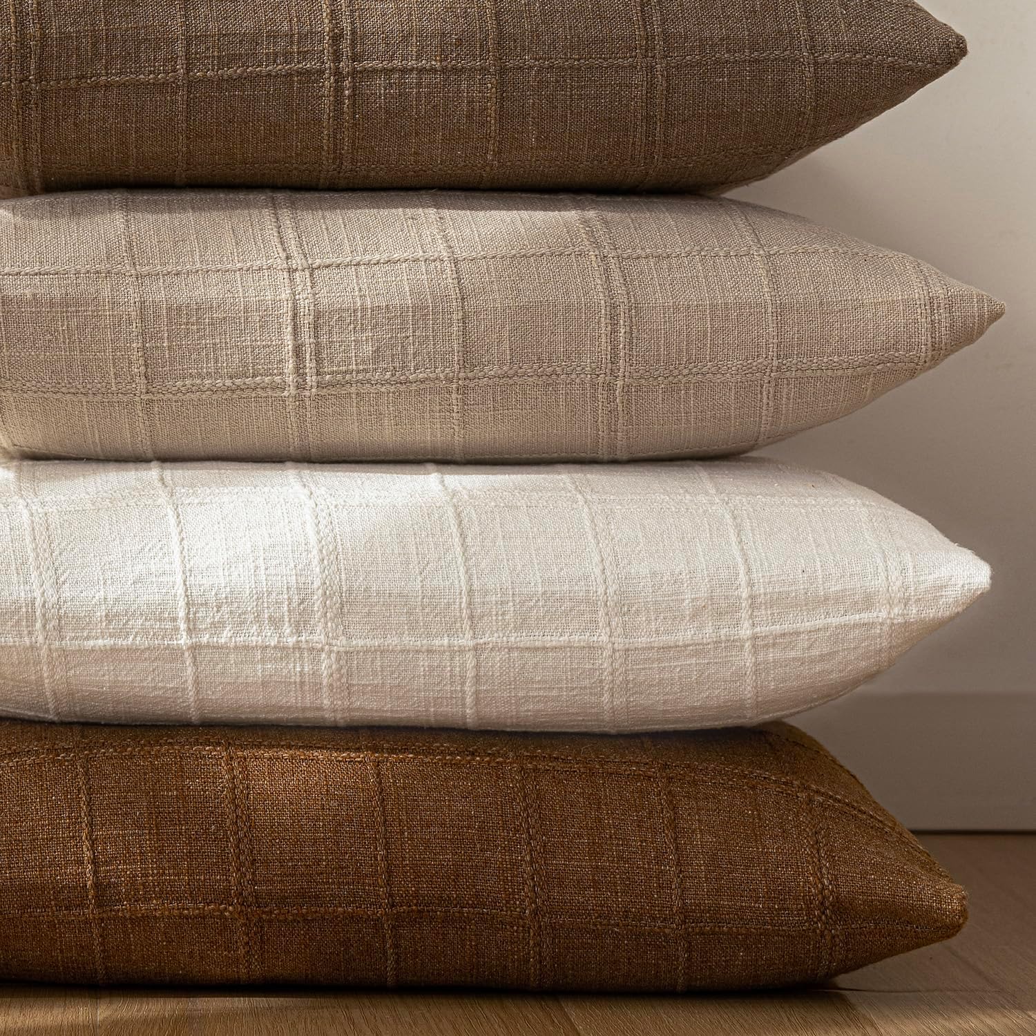 ON SALE🔥Set of 2 Decorative Linen Check Throw Pillow Covers