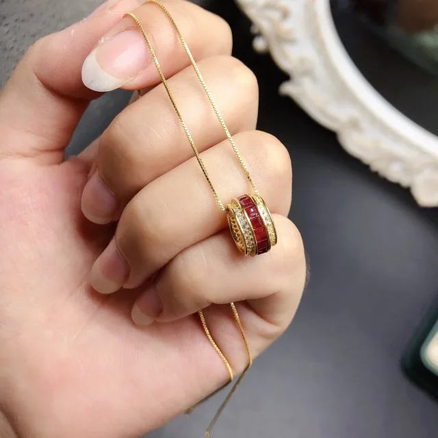 S925 Sterling Silver Natural Ruby Fire Full Color Good Pendant Ladies Luxury Necklace Free Free Shipping Jewelry Certified
