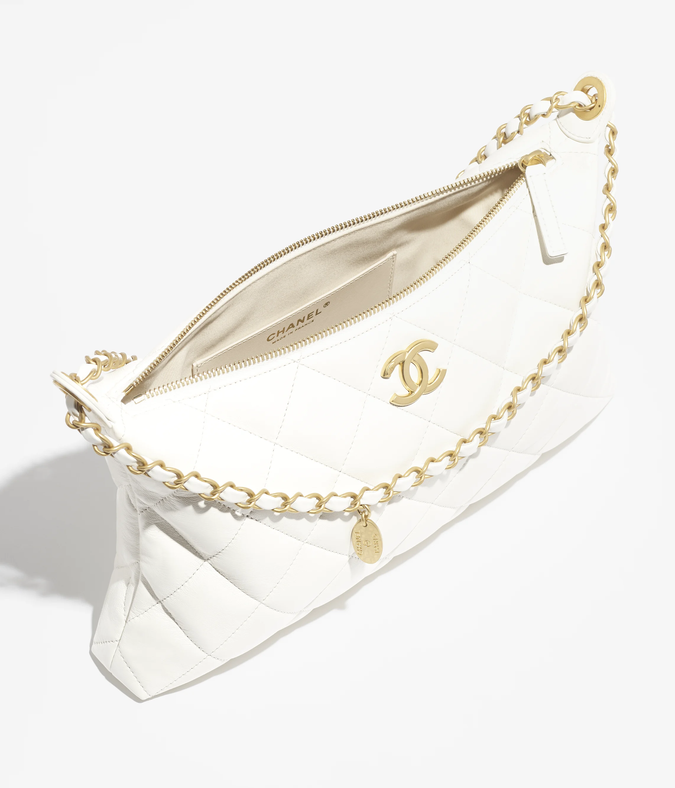 Chanel Large Hobo Bag Shiny Lambskin & Gold-Tone Metal White AS5498-B20294-10601