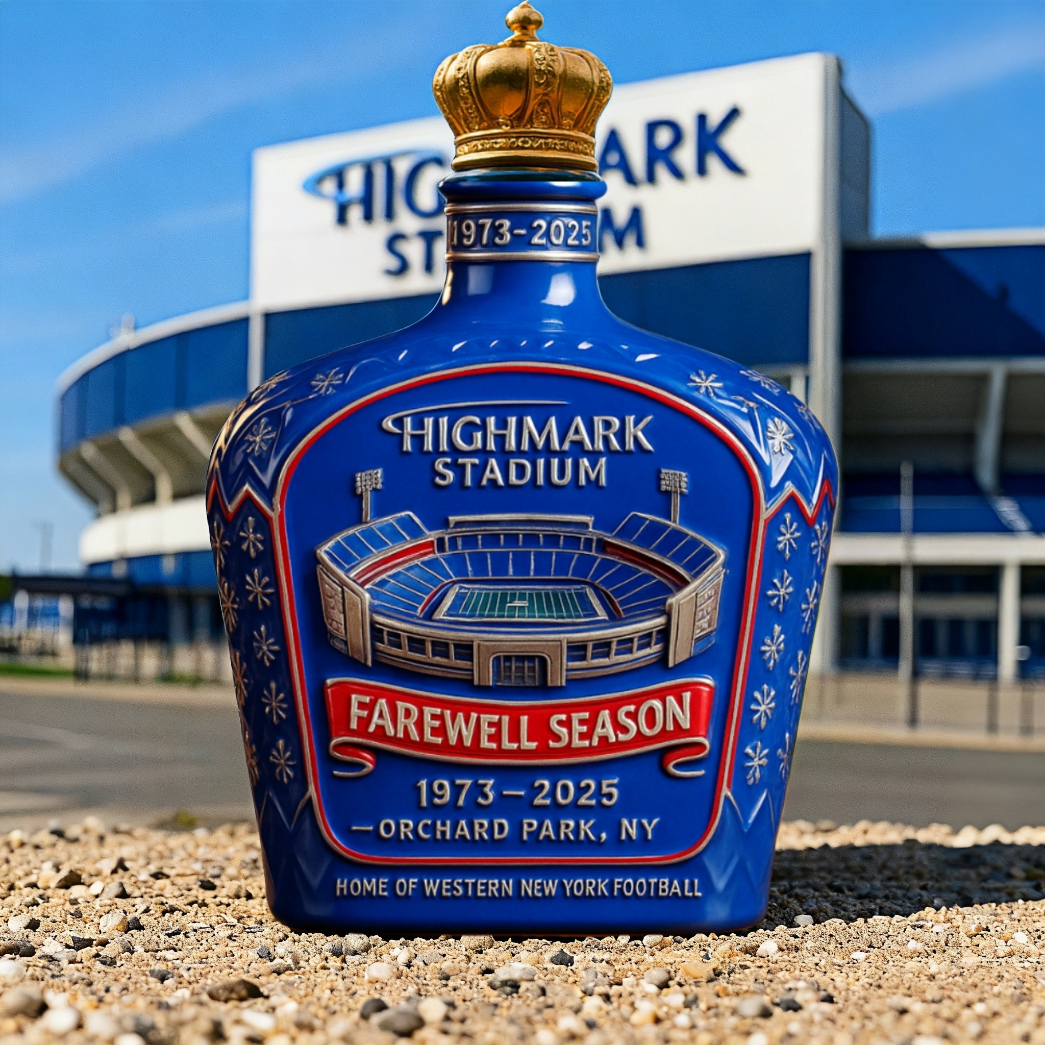 Highmark Stadium Farewell Season Whiskey Bottle