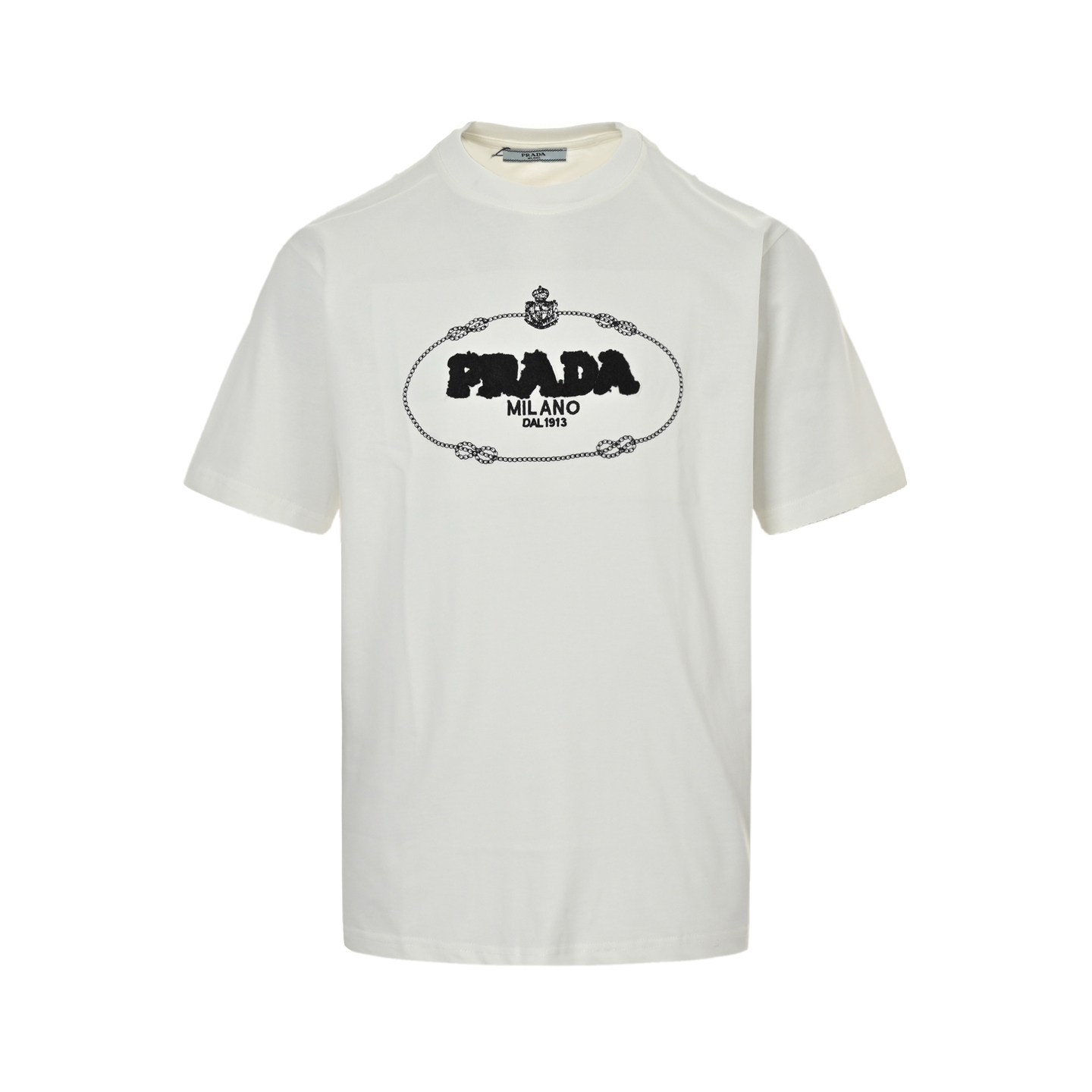 Prada 24ss towel embroidery letter logo short sleeve