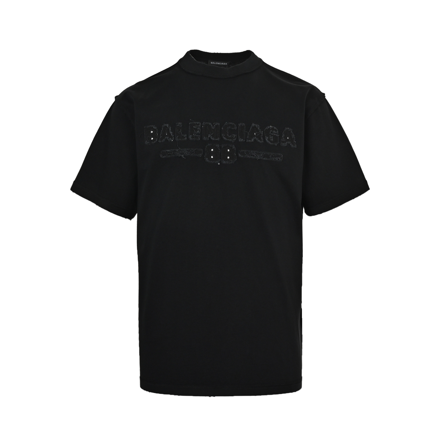 Balenciaga 25ss patch letter reverse stitching hole short sleeve