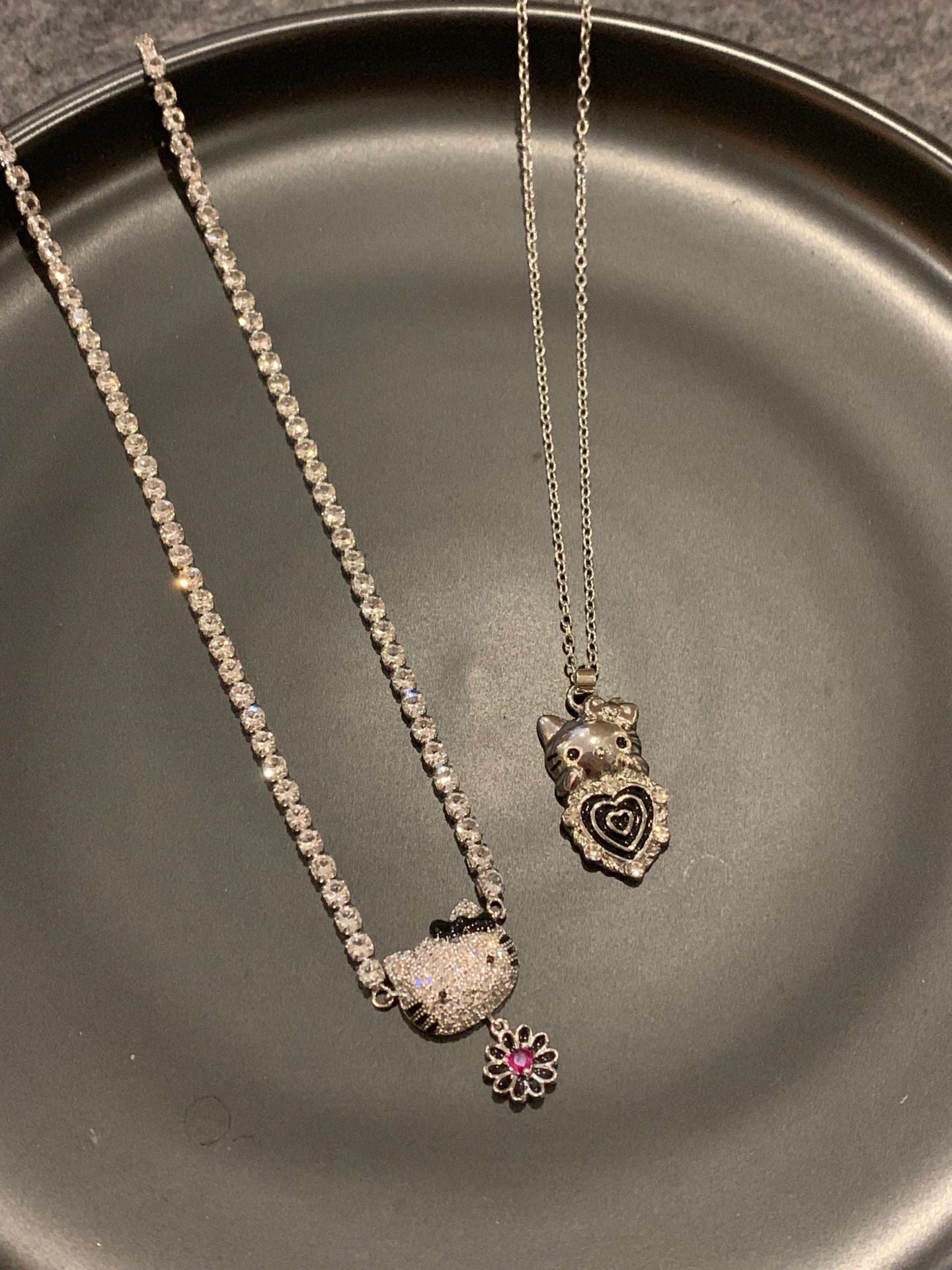 Hellokitty Rhinestone Necklace 2PCS
