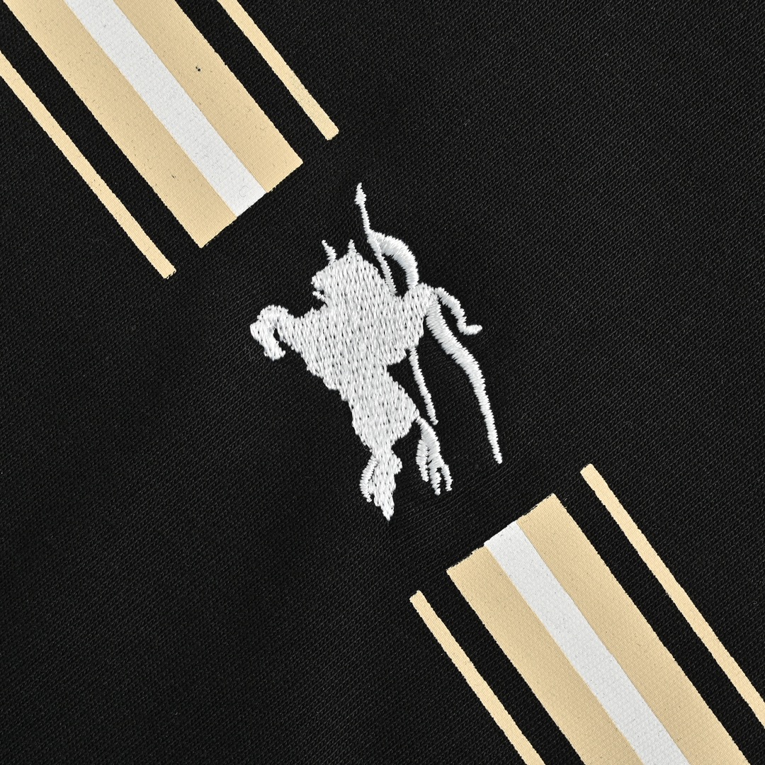 Burberry 24ss striped print embroidered horse short sleeves