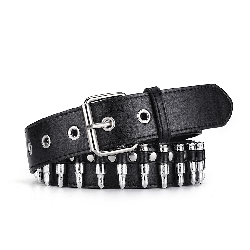 Cross-border new European and n ins style fashion bullet inlaid men's personality punk decorated jeans belt