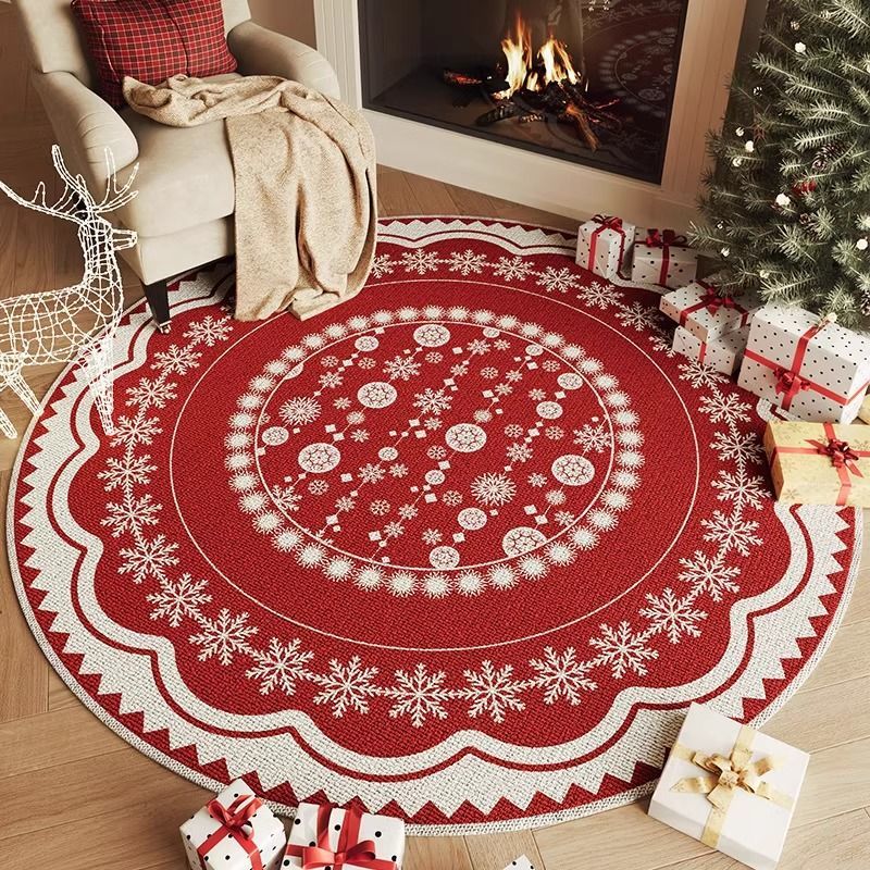 Christmas round carpet atmosphere washable dirt resistant full spread sofa coffee table blanket Christmas tree festive decoration mat