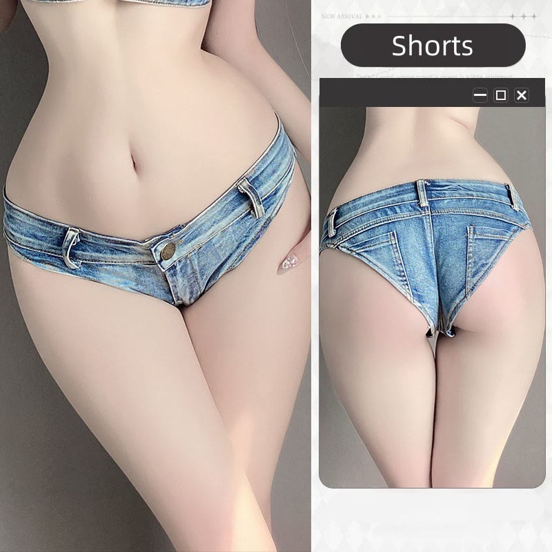 Sexy Denim Bikini Top Shorts Lingerie Two Pieces