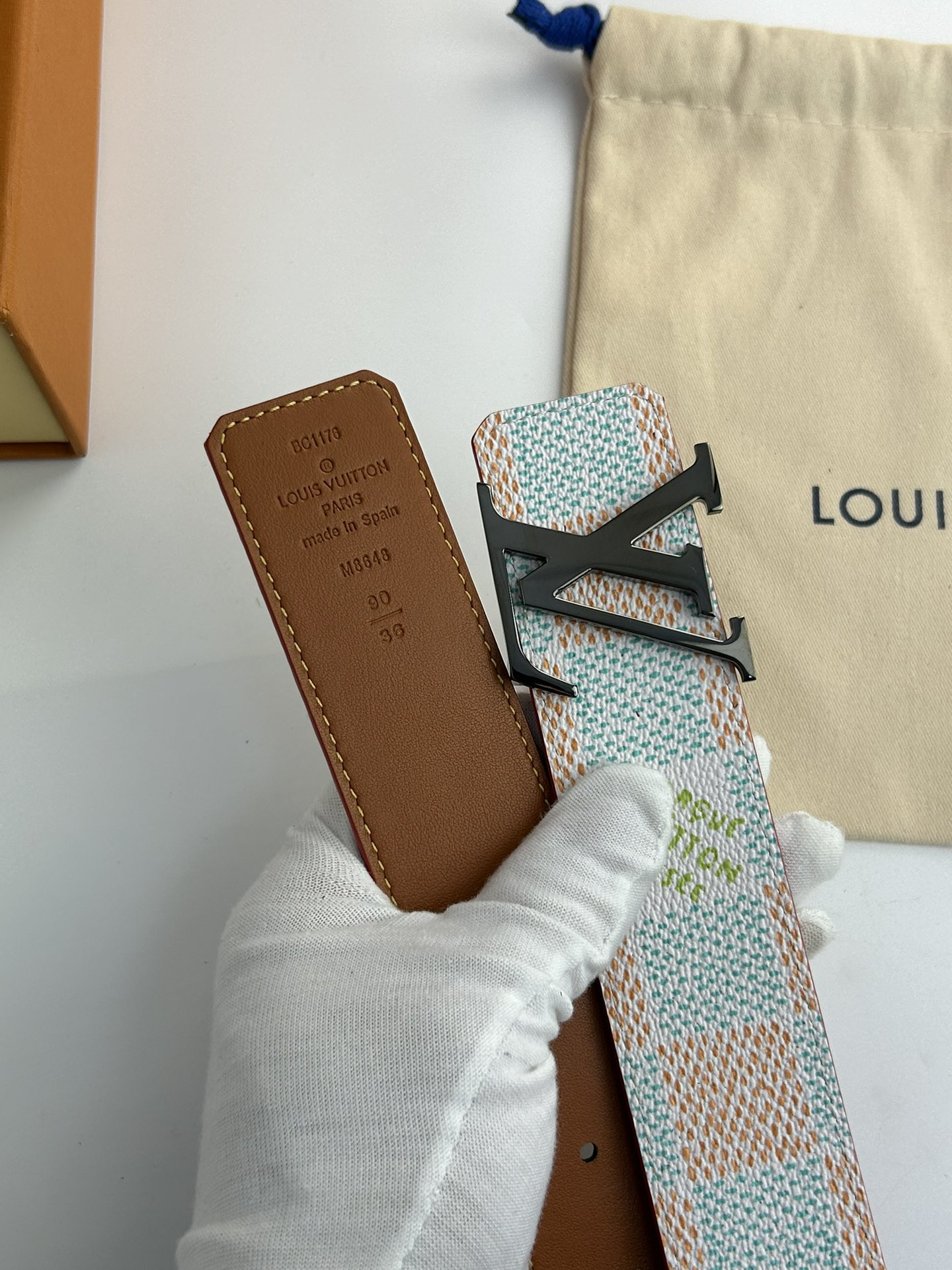 Louis Vuitton printed double-sided cowhide men's belt, 4CM wide