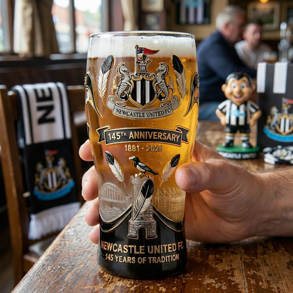 Newcastle United FC 145th Anniversary Pint Glass