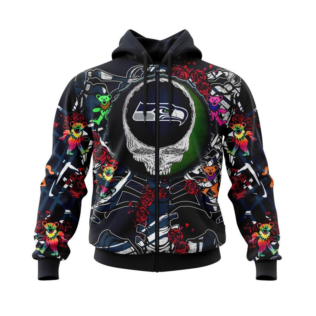 SEATTLE SEAHAWKS 3D HOODIE MIX GRATEFUL DEAD