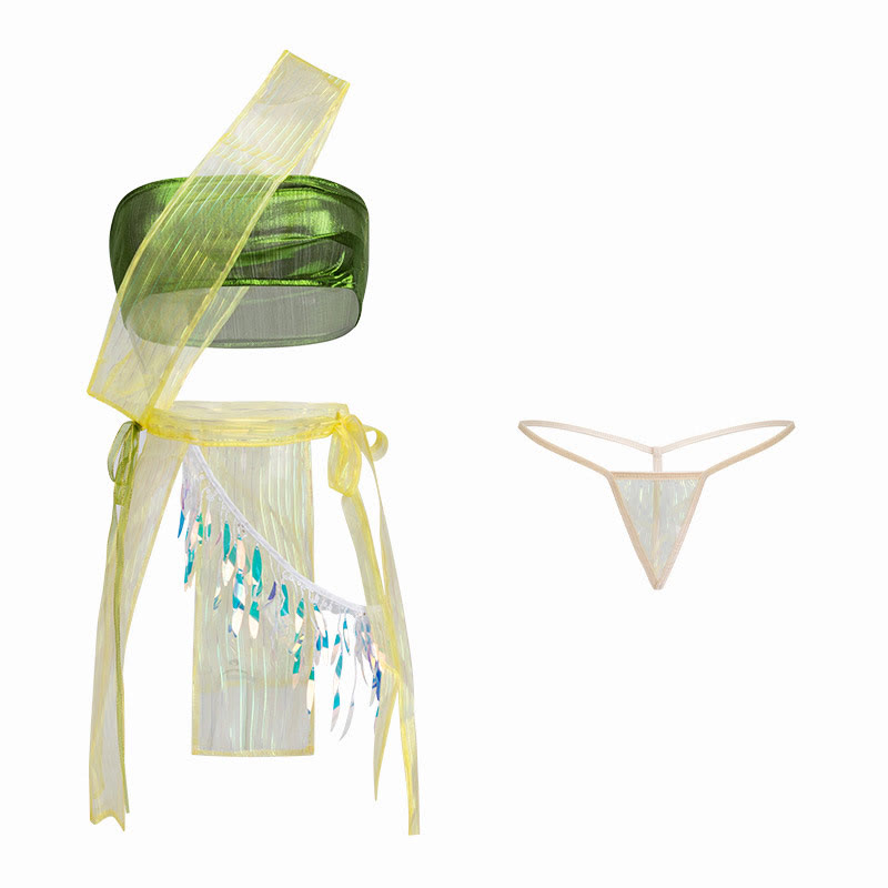 Tube Top Lace-up See-through Skirt Uniform Lingerie